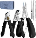 Heavy Duty Angled Head,Wide Jaw Clippers for Seniors,Ingrown Toenail,Thick Nail.Long Handle, Extra-Large Slanted Nail Cutter.Men,Women,Elderly.Stocking Stuffers.6Pcs