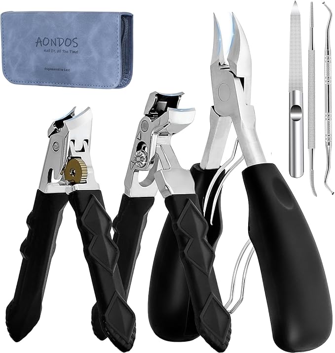 Heavy Duty Angled Head,Wide Jaw Clippers for Seniors,Ingrown Toenail,Thick Nail.Long Handle, Extra-Large Slanted Nail Cutter.Men,Women,Elderly.Stocking Stuffers.6Pcs