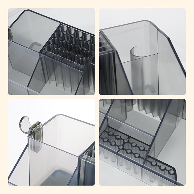Acrylic Nail Drill Holder Stand- 13 Holes Nail Drill Bits Holder & 40 Holes Nail Pen Brushes Tools Organizer- Professional Nail Desk Organizer Case Storage Box for Manicure Tools