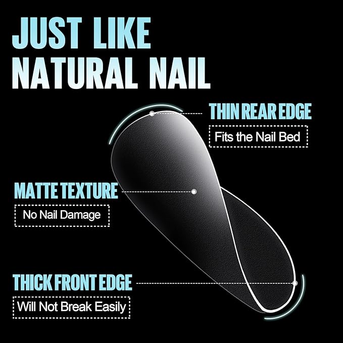 TOMICCA Short Oval Gel Tips, Oval Gel Nail Tips, No File Full Cover Press On Nails, Double Sided Matte Nail Tips, 360Pcs 15 Sizes Professional Nail Salon Manicure at Home for Girls and Women