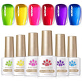 BORN PRETTY Jelly Gel Nail Polish Neon Spring Summer Gel Polish,Hot Pink Red Purple Blue Green Yellow 6Colors Translucent Effect,Soak Off U v LED Light Cure Nail Art Kit Salon Manicure and DIY at Home