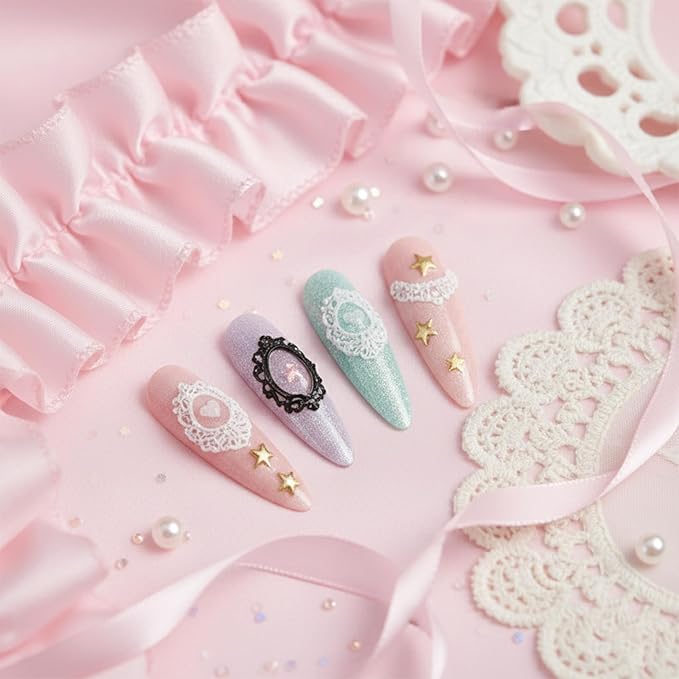 Lace Hearts Nail Mold Silicone DIY 3D French Tips Decoration Molding Tray for Resin Gel Manicure Craft Designs
