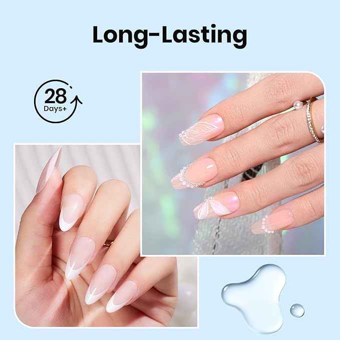Beetles Gel Base and Top Coat Set, 2pcs 10ml Shine Finish and Long Lasting Top Coat Gel Nail Polish, Soak Off LED Nail Lamp Nail Polish Art Design Home DIY Manicure Gifts for Women