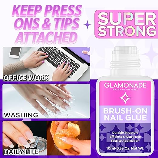 Super Strong Nail Glue: 10ml - Professional Adhesive for Press Ons & Acrylic Nails & Fake Nail Tips Long-Lasting Mess-Free Quick-Dry for DIY Manicure