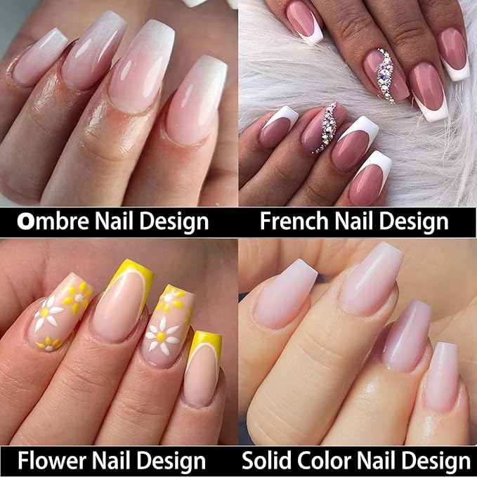 300pc Short Coffin Gel Nail Tips Clear Fake Nail, Clear Press on Nails Short Coffin Soft Gel Nail Tips Ballerina Acrylic Nails Full Cover False Nail Artificial Fingernail for Nail Extensions 15 Sizes