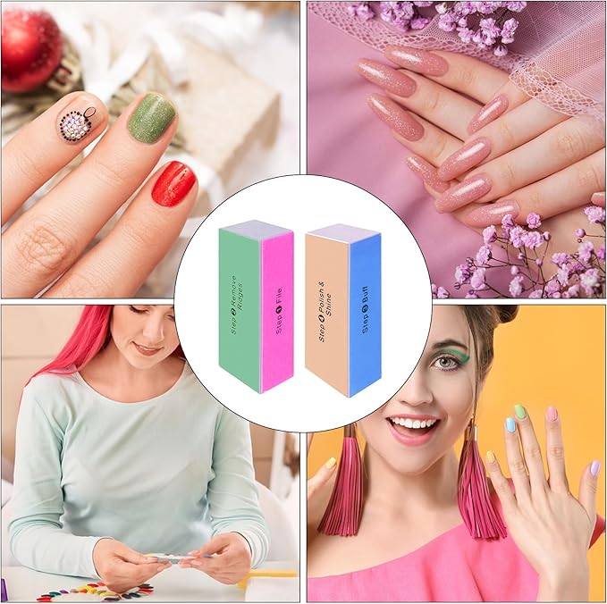SKYPIA 2 Packs 4 Way Nail Buffer Block Nail Files and Buffers, Smooth & Buff & Shine Professional Nail Files (2 Counts)