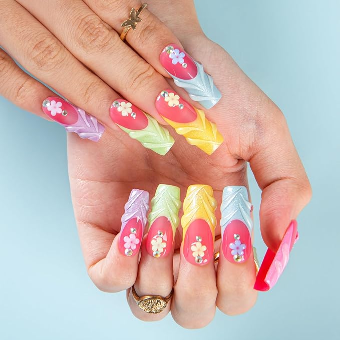 LOVFUL Short French Tip Press on Nails Glazed and Unbothered | Handmade Acrylic Press ons | Reusable Fake False Nails | Square Classic Regular 1.3in | H609-M