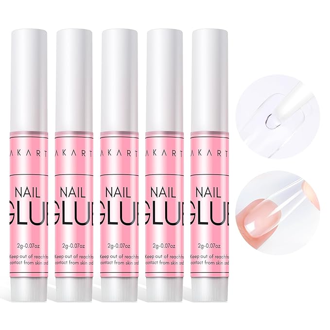 Makartt Super Strong Nail Glue for Press On Nails- Acrylic Nails Nail Tips Glue for Stick On Nails Long Lasting for Fake Nails Broken Nails Repair Professional Nail Adhesive 0.07oz 5Pcs, Hema Free