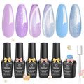 Beetles Spring Gel Polish Set - Dreamscape Wander 6 Colors Baby Purple Blue Glitter Shimmer Cat Eye Gel Polish Soak Off UV LED Nail Gel Home Easter Gifts for Women Manicure DIY Nail Art