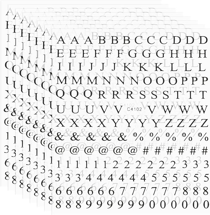 PATIKIL Letter Nail Stickers, 8 Sheet 3D Self-Adhesive English Letter Nail Decal Small Alphabet Art Sticker Metallic Fluorescence Design Manicure for Women DIY Decor, Black