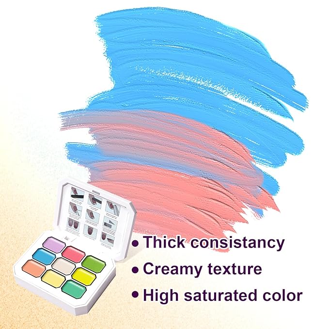 Gradient Gel Nail Set, 9 Bright Colors Ombre Gel Nail Polish with 6 Aurora Multi-Purpose Brushes for Pigment Pat Nails French Manicure Nail DIY Painting Soak Off UV N Easter Eggs
