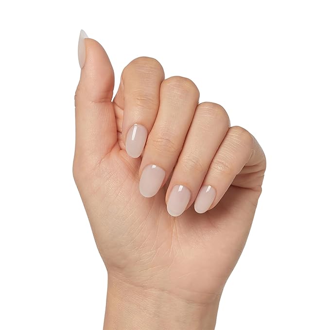 KISS Salon X-tend, Press-On Nails, Nail glue included, 'Keep It', Light White, Short Size, Oval Shape, Includes 30 Nails, 5Ml Led Soft Gel Adhesive, 1 Manicure Stick, 1 New Mini File, New Prep Pad