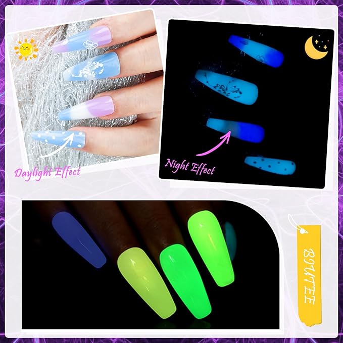 Glow in the Dark Poly Gel Nail Kit, Biutee 5 Colors Neon Poly Nail Extension Gel Builder Gel Manicure Kit for Nail Art Starter Kit