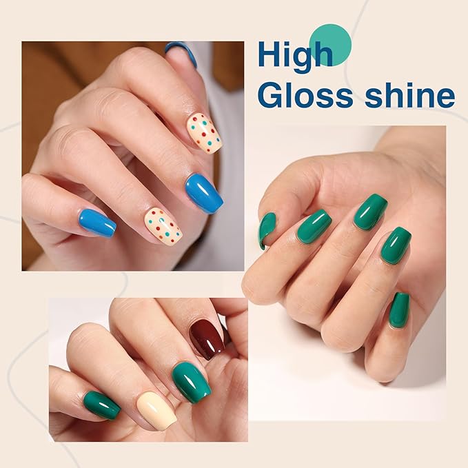 Gel Polish Set of 6 Colors 12ml with Red Blue Green, Gel Polish Kit for Salon DIY at Home, Soak Off LED UV Gel Nail Polish, Gifts for Women Girls