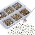 NCB Hotfix Iron on 8000pcs Crystal Rhinestones Round Gem for Crafts Decoration DIY Jewelry Making with a Picking Pen (Aurum, 6Sizes SS3-SS12)