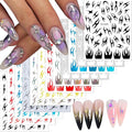 Irregular Geometric Line Nail Art Sticker Flame Pattern Nail Decals Holographic Gold Silver Black White Red Blue Nail Art Sticker Decals 3D Self-Adhesive Nail Sticker Design for Women DIY Manicure