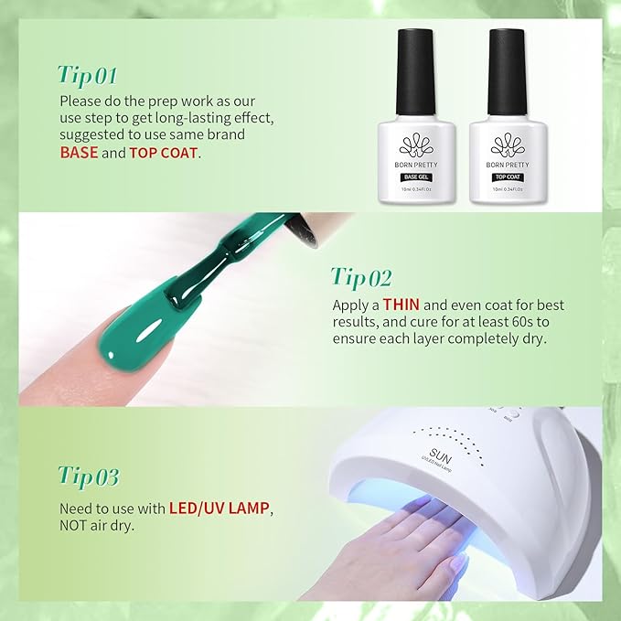 Born Pretty Green Gel Nail Polish, Spring Summer Carnival Evergreen Gel Nail Polish Set, Glitter Green Sparkle Gel Polish Nail Art Varnish Manicure Collection St. Patrick's Day 6PCS