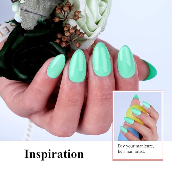 Imtiti Pastel Mint Green Gel Nail Polish, 0.5 Fl Oz LED & UV Gel Polish Spring/Summer Starter Kit