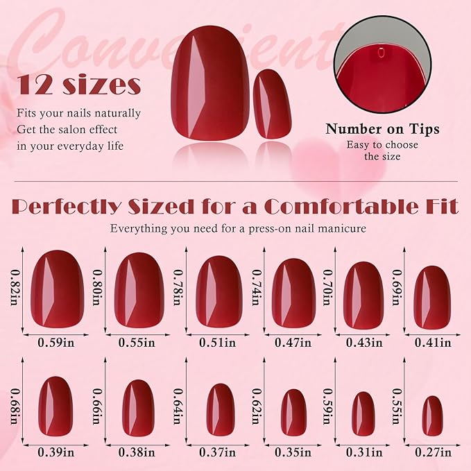 AddFavor Oval Press on Nails Short, 576pcs Oval Fake Nails Full Cover Glossy Short Nails Press on Acrylic False Nail Tips 24 Colors for Women