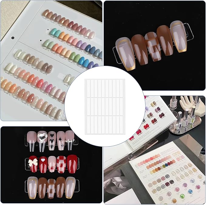 10 Sheets Double Sided Nail Tape Double Sided Tape for Press on Nails Adhesive Clear Mounting Tape for Nail Packaging Nail Design Salon Supplies Colors Designs Showcase