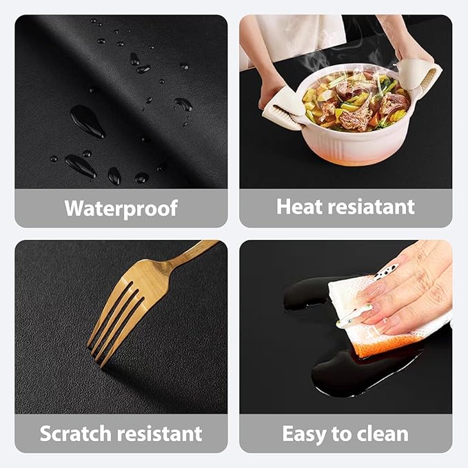 2 PCS Nail Art Table Mat, Soft Microfiber PU Leather Nail Pad, Foldable Nail Art Rest Pad, Reusable Nail Mat for Table Desk, Acrylic Nail Desk Mat for Nail Cushion (Black and Black)