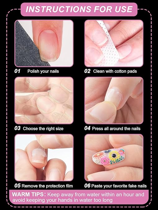 900PCS Nail Adhesive Tabs for Press on, EBANKU Waterproof Breathable Nail Glue Stickers Ultra-Thin Press on Nail Sticky Tabs in 15 Sizes, 30 Sheets Double Sided Transparent Nail Tape for Manicure DIY