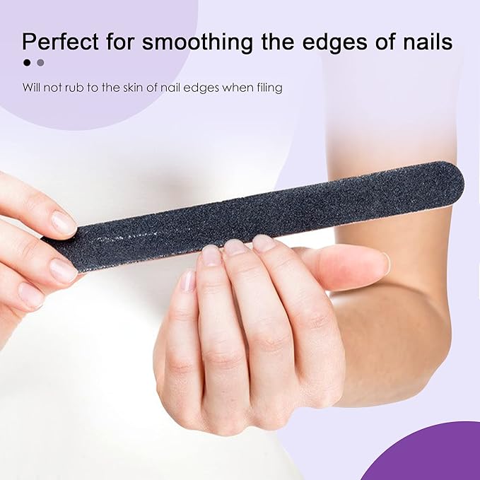 Canvalite Nail File Large Emery Boards for Nails 100/180 Grit Nail Files for Natural Nails Manicure Pedicure Tool for Home and Salon Use 100PCS, Black
