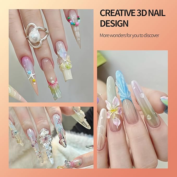3D Gel Nail Art Kit-Warm Nude Solid Builder Gel for Nails 3D Sculpting Carving Building Modeling Hard Extension for Beginner DIY Salon at Home Cured Needed