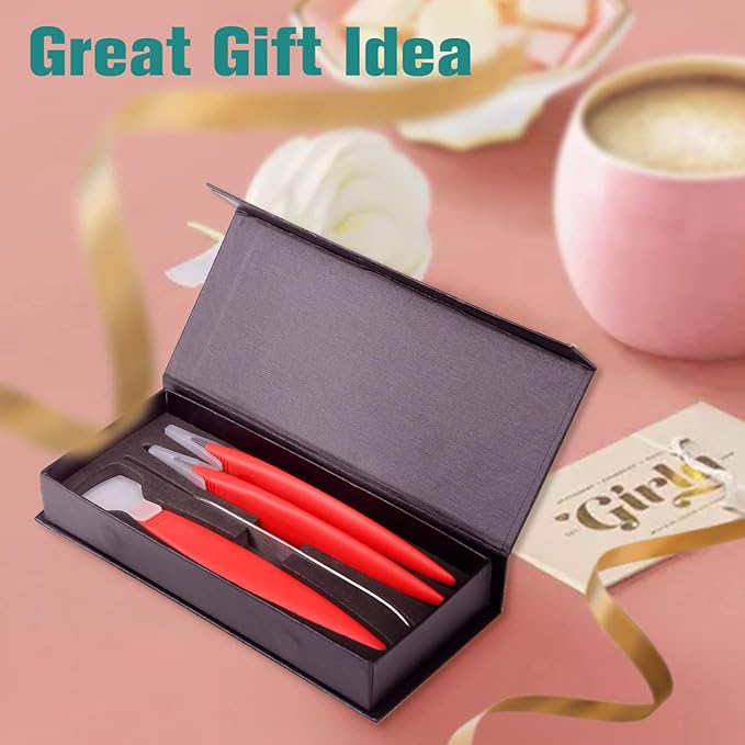 BEZOX Ingrown Toenail Removal Blades and Foot Callus Knife - 3 Different Blades Pedicure Knives with Toenail Lifter and Thick Nail File - Red