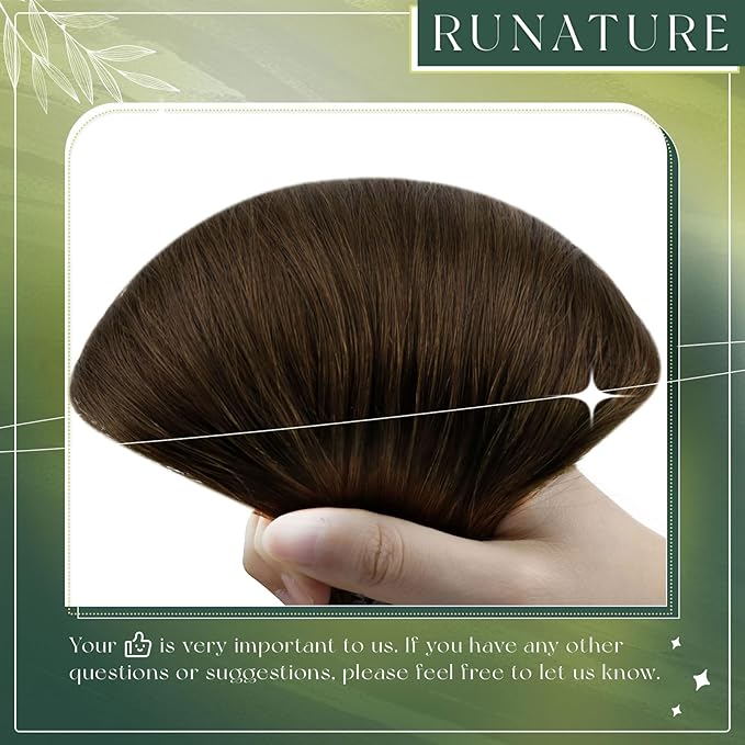 RUNATURE Nano Hair Extensions Real Human Hair Brown Nano Ring Extensions Straight 18 Inch Nano Bead Hair Extensions Human Hair for Women Remy Natural Hair No Glue 50g 50s