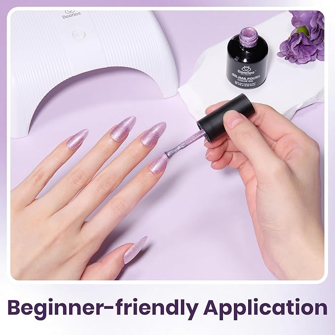 Beetles Glitter Gel Nail Polish - 15ml Spring Summer Gel Polish Light Purple Lilac Bloom Colors Soak Off UV LED for DIY Salon Home Manicures Easter Gift for Women Girls