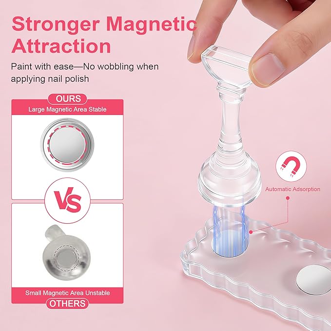 Nail Stand for Press On Nail Holder for Painting Nails, Magnetic Fake Nail Stands Tips, Heart Shaped Nail Holder with Double-sided Tape Practice Nail Art Tools