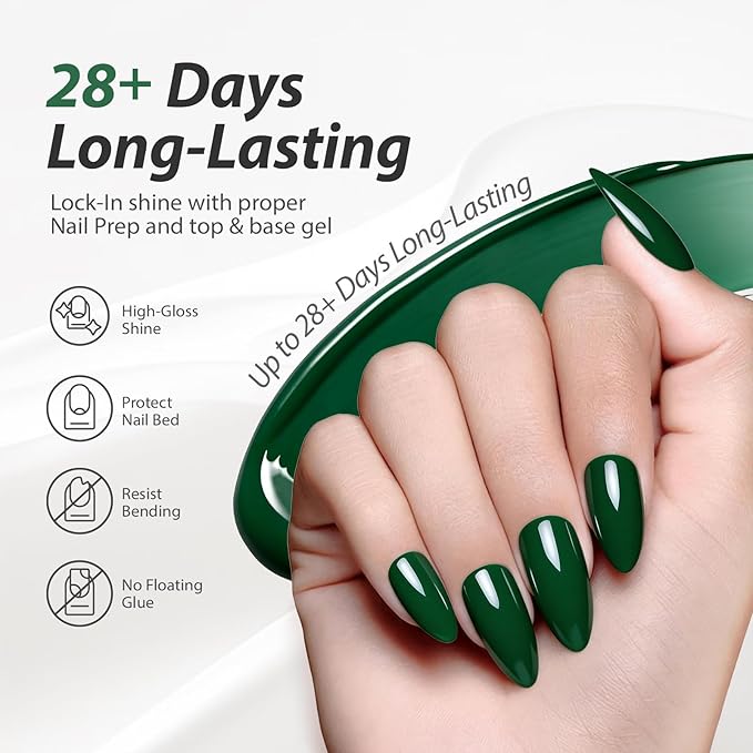 Makartt Ultra-Pigmented Green Gel Nail Polish 15ml One N'Done Gel Polish One-Coat Soak Off High-Gloss Ceramic Shine, Salon-Grade UV Nail Art Manicure DIY Salon Home - Evergreen Mood