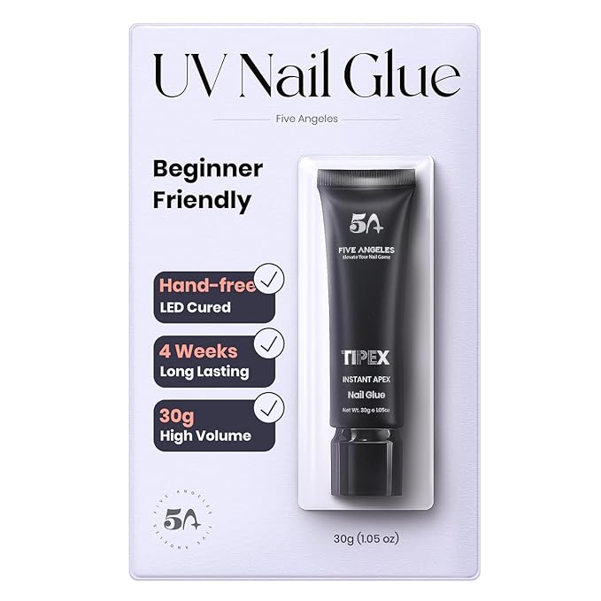 Tipex UV Gel Nail Glue – 30g Strong Hold Adhesive for Soft Gel & Acrylic Nail Tips, Long-Lasting 28+ Days, Large Volume Tube, Also for Rhinestone Nail Art