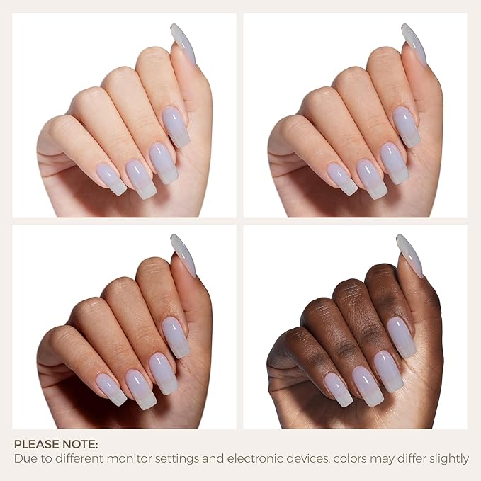 AILLSA Haze Blue Gel Nail Polish Ocean Breath Jelly Gel Polish Neutral Sheer Translucent Nude Gel Polish Long Lasting Gray Blue Soak Off U V Gel for French Manicure Nail Art at Home 0.51 Oz