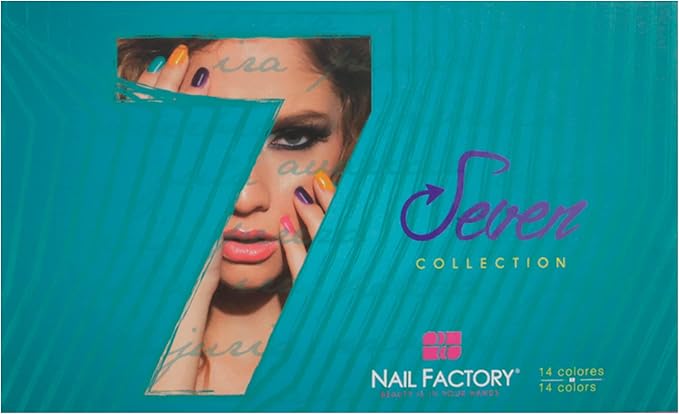 Nail Factory - Acrylic Powder Set Seven Collection, 14 Colors Mixed Shapes Set Glitter Nail Sequins Powder Holographic, Professional Nail Art Cosmetic, 3.5 Gr. Each One.