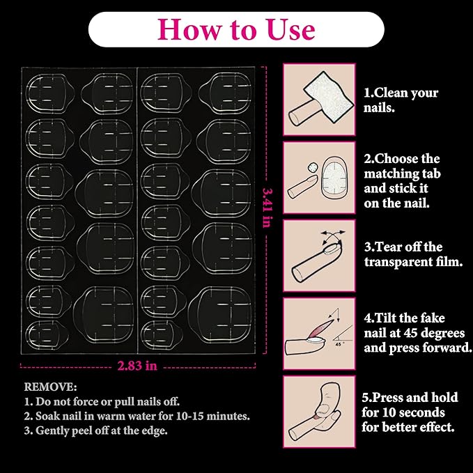 1200Pcs Nail Adhesive Tabs, Extra Large Sticky Tabs for Nails, 50 Sheets Double Sided Thick & Strong Glue Stickers for Press on Manicure