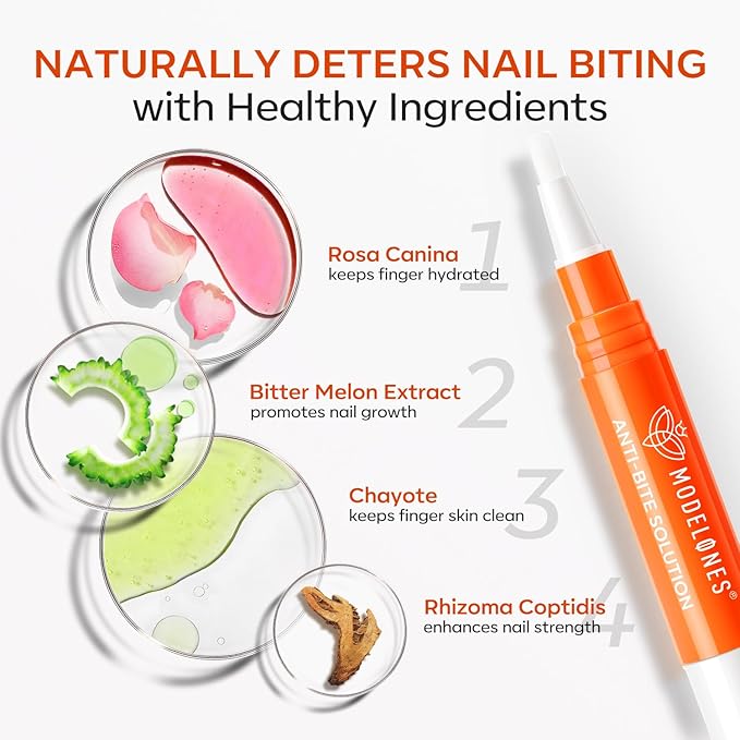modelones Nail Biting Treatment for Kids Quick Dry Nail Biting Prevention Pen Thumb Sucking Deterrent Bitter No Bite Nail Polish for Nail Care Stop Biting Nails Repair for Damaged Nails 0.48 fl oz