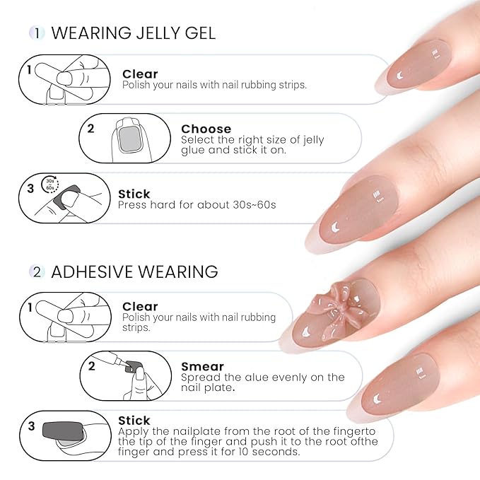 6 Packs (144 Pcs) | Reusable Press on Nails | Stick on Nails 12 Sizes-6 Styles | Cute style