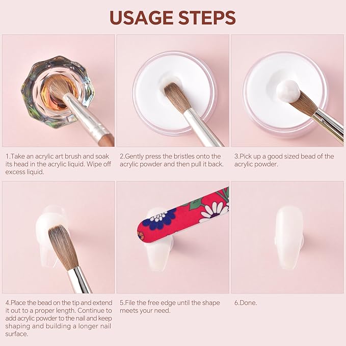 KADS Acrylic Nail Brush with Penholder Nail Brush for Acrylic Application-Oval Shaped Powder Nail Design Tools for Professional Manicure DIY Home Salon (2#+8#+14#)
