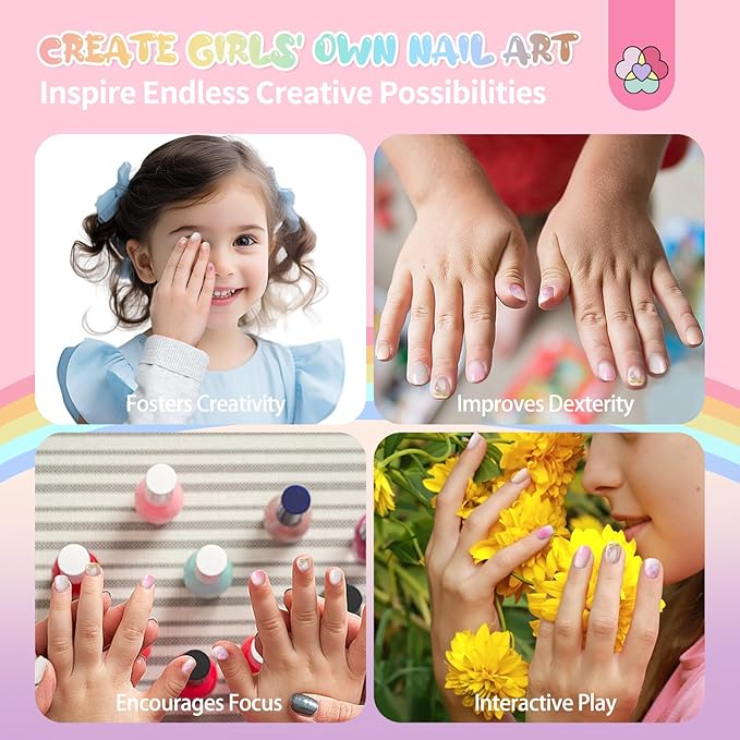 SAVILAND 3D Press on Nails for Kids: 7 Pack Kids Press on Nails for 5-9 Years Pre Glue Full Cover Short Kid Fake Nails Stick On Children Artificial False Nail Tips Fingernails Christmas Gifts for Kid