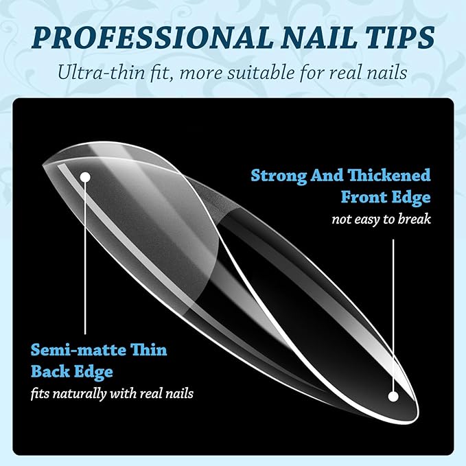 Lsnisni Fake Nail Tips, 288PC Gel Acrylic Nail Tips,Clear Short Round Press On Nails，Nail Supplies Suitable for Women or Girls to DIY Nails 12 Sizes For Your Choice!