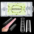 Sandwich Dual Nail Form 256PCS16 SIZES,2026 METOOLS DIY New Acrylic Polygel, quick building & Straight Built-in Apex Dual Forms Molds Reusable Polygel Tips for Nail Extension (COFFIN)