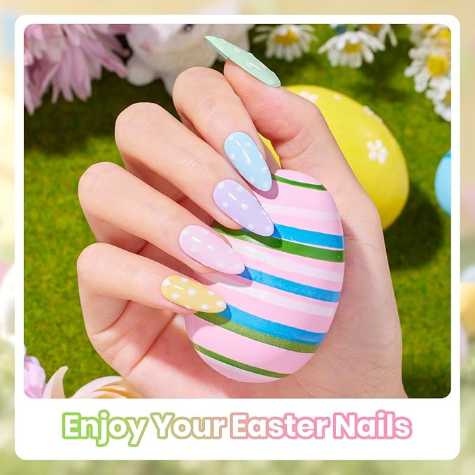 Beetles Easter Gel Polish Set - 6 Colors Pastel Polka Dot Gel Nail Kit Pink White Yellow Blue Green Color Soak Off UV LED Nail Polish Nail Art Home DIY & Nail Techs Spring Gift for Women