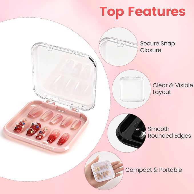 15 Pcs Press On Nail Packaging Box Press on Nail Storage Box for Press Ons with 90 Pcs Adhesive Double Sided Tape for Fake Nail Storage Case Nail Display Nail Salon Supplies (Multicolor)