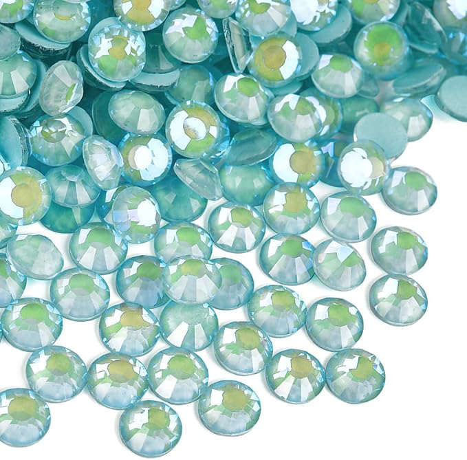 Blinginbox Flatback Rhinestones Round Gems, 288pcs Luminous Series Glass Stones Neon Gems Non Hotfix Crystal Rhinestones for Nail Charms Crafts Clothes Tumblers,Tiffani Blue AB Luminous,SS30.
