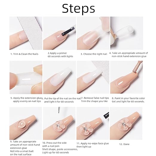 Better Non-Stick Hand Extension Glue,3 Colors Solid Nail Glue Gel Can Be Shaped at Will,Nail Tips Glue Gel for Acrylic Nails and Nail DIY Use,Need UV/LED Lamp Cure (Clear&Pink&Dark Pink)
