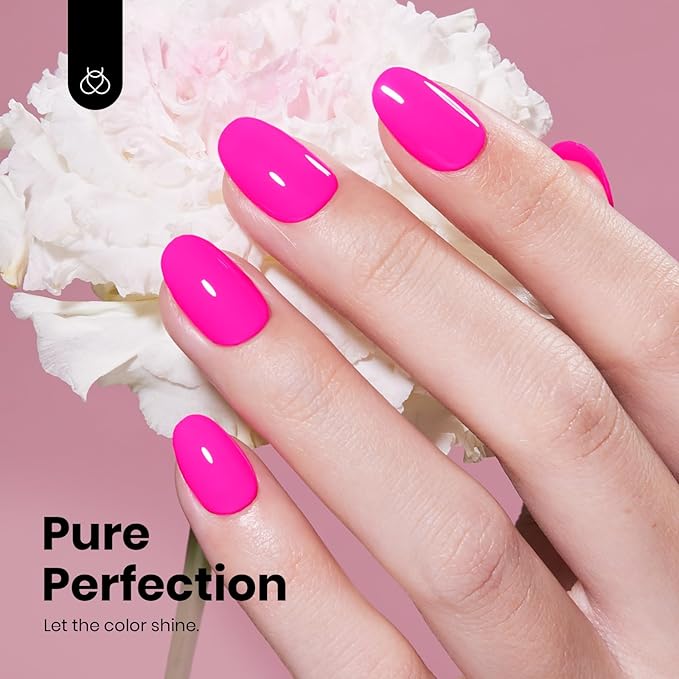 Beetles Pink Gel Nail Polish - Neon Whispers Hot Pink Gel Polish Hema Free, 8ML/0.27Fl Oz Soak Off UV LED Lamp Nail Art, Long-Lasting Manicure Salon DIY Home Spring Nails - Gifts for Her