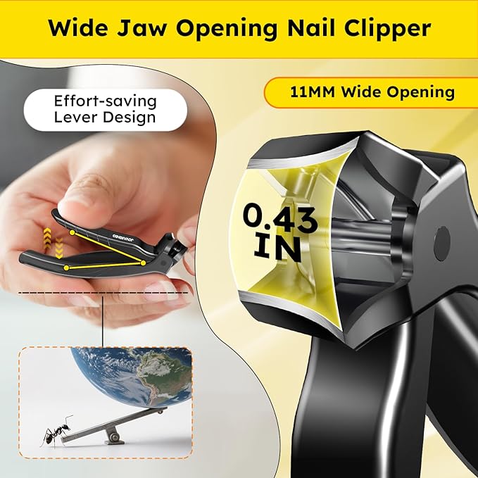Nail Clippers for Seniors, Heavy Duty Ingrown Toenail Clippers with Long Handle, Woodpecker Angled Head Toe Nail Clippers and Slanted Nail Cutter for Thick Nail for Men Women Pregnant Elderly 6Pcs