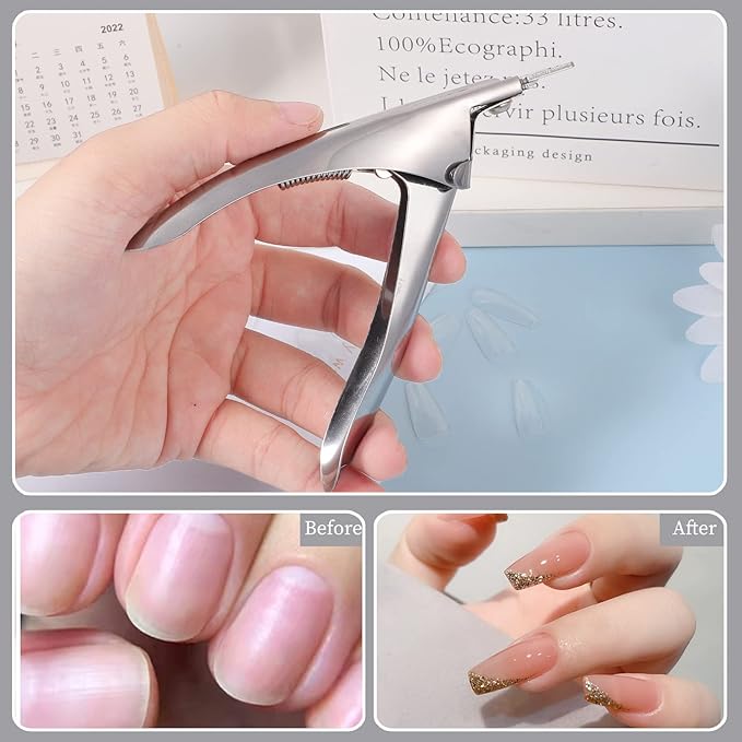 SUMAJU Professional Acrylic False Nail Clippers for Acrylic Nails Nail Tip Cutter Nail Manicure Tool (Silver)